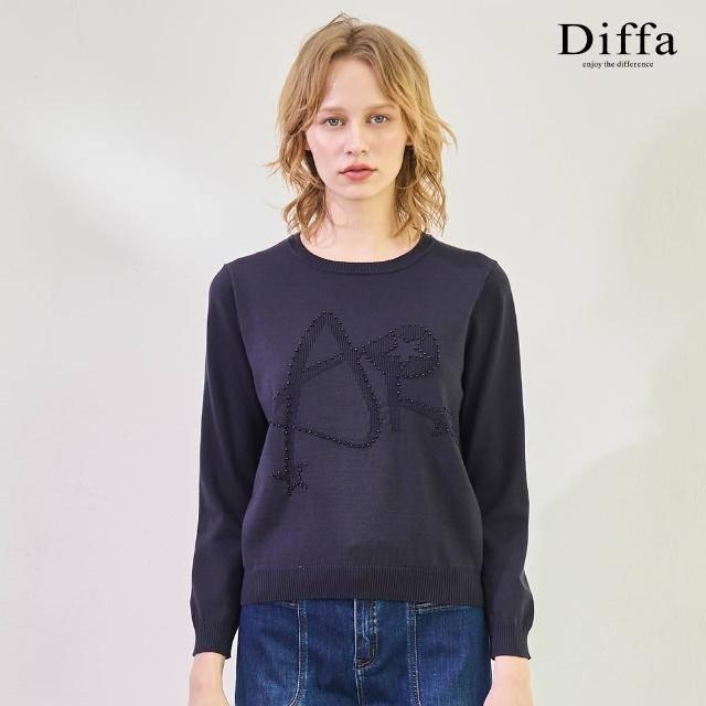 【Diffa】ART緹花縫珠繡線衫-女