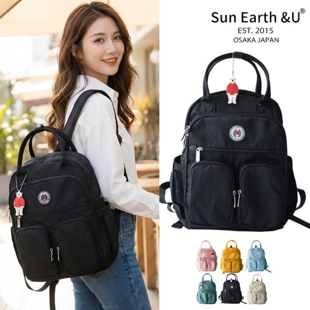 【Sun Earth&U】日本17口袋收納Macoroon行李後背包/旅行包/媽媽包(日本原廠授權商)