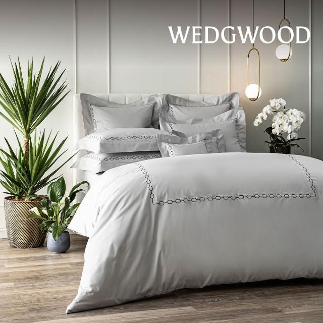 【WEDGWOOD】純棉刺繡 薄被套床包枕套四件組(雙人任選｜60支300織)
