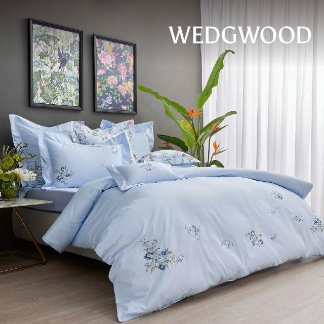 【WEDGWOOD】純棉刺繡 薄被套床包枕套四件組(雙人任選｜60支300織)