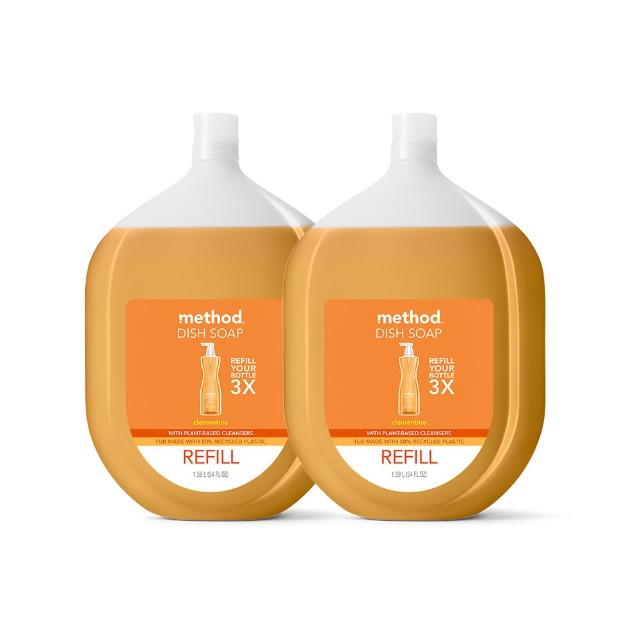 【method 美則】純淨洗碗精補充瓶 1590mlx2入(克萊門氏柑橘 萊姆海鹽)