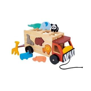 【mentari】美國 木製玩具 野生動物配對手拉車