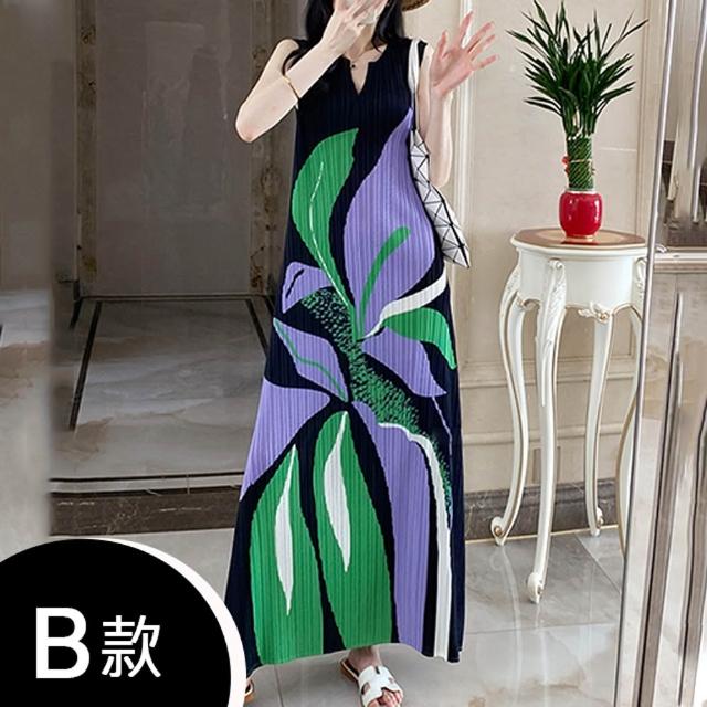 【K.W.】MOMO限定春季新品韓國簡約三宅風輕褶衣洋裝(壓褶 中大尺碼 短袖 輕薄 小香風)