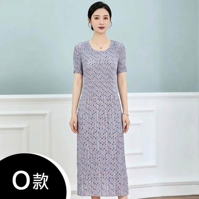 【K.W.】MOMO限定春季新品韓國簡約三宅風輕褶衣洋裝(壓褶 中大尺碼 短袖 輕薄 小香風)