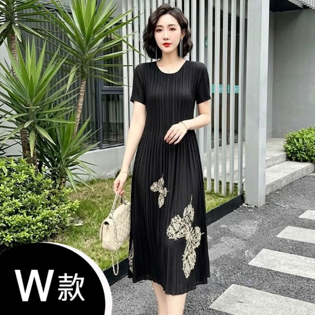 【K.W.】MOMO限定韓國三宅風秋新品首發輕褶衣洋裝(壓褶 中大尺碼 小禮服 小香風)