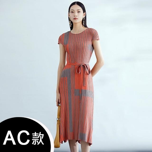 【K.W.】MOMO限定韓國三宅風秋新品首發輕褶衣洋裝(壓褶 中大尺碼 小禮服 小香風)