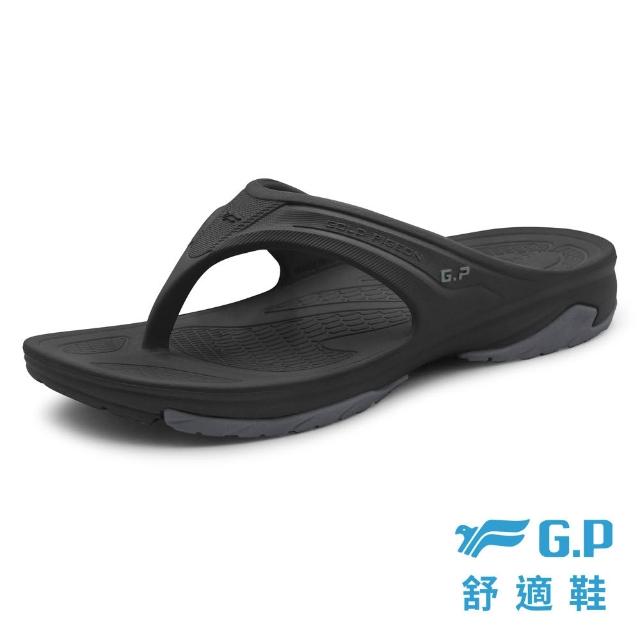 【G.P】AQUOS男女款綠藻彈力防水人字拖鞋A5337-黑色(SIZE:36-44)