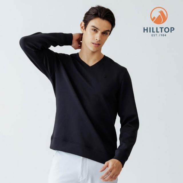【Hilltop 山頂鳥】momo獨家特談 男女款 吸濕快乾保暖彈性長袖上衣(圓領/V領/胸前LOGO)