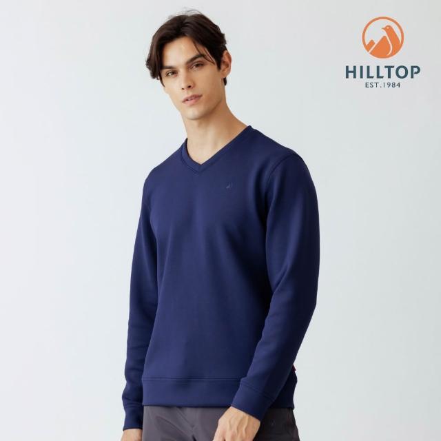 【Hilltop 山頂鳥】momo獨家特談 男女款 吸濕快乾保暖彈性長袖上衣(圓領/V領/胸前LOGO)