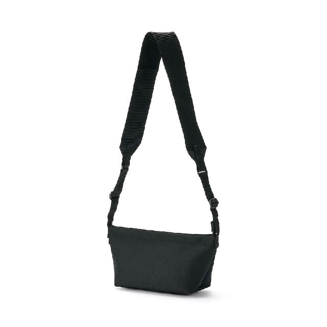【MUJI 無印良品】再生聚酯纖維寬背帶迷你肩背包(黑色/深米)