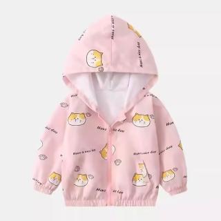 【時尚Baby】童裝女童薄外套粉色可愛貓咪防風外套(女中小童薄外套休閒外套連帽春夏秋外套)