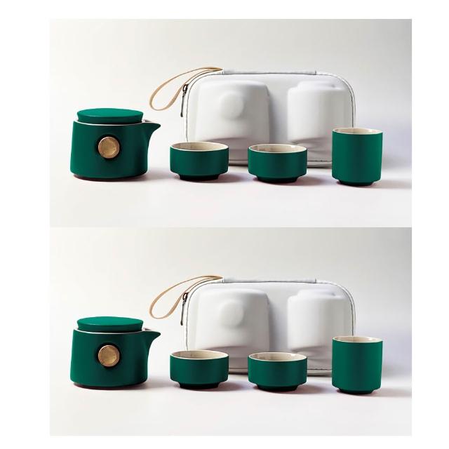 【渥思】買一送一 隨行泡茶杯壺組/附收納包(2色任選.露營泡茶.收納茶杯)