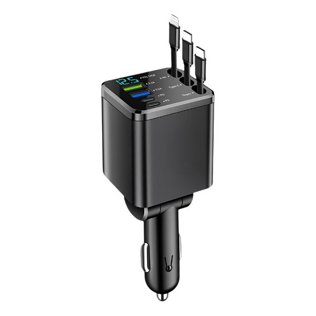 【KEYIE】M14 多功能數顯車載充電器 七合一車用充電器 車用快充(TYPE-C+Lighting)