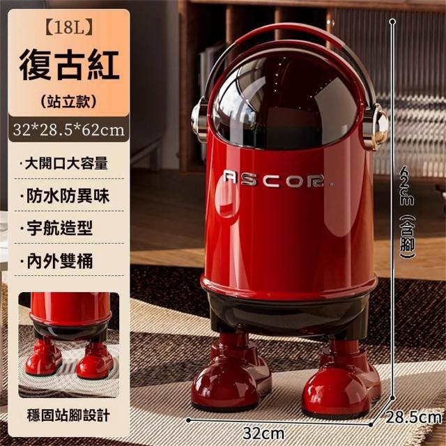 垃圾桶 客廳太空人垃圾桶 帶蓋廚房臥室衛生間垃圾桶(垃圾桶大號18L)