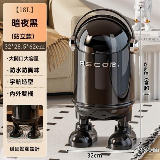垃圾桶 客廳太空人垃圾桶 帶蓋廚房臥室衛生間垃圾桶(垃圾桶大號18L)
