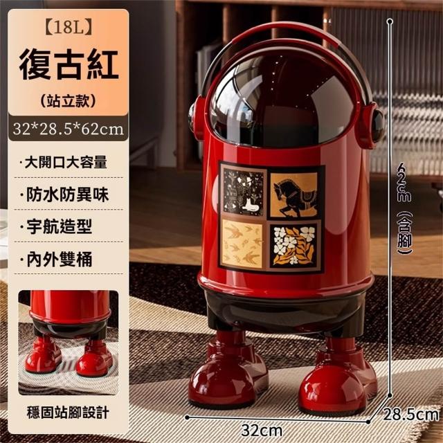 垃圾桶 客廳太空人垃圾桶 帶蓋廚房臥室衛生間垃圾桶(垃圾桶大號18L)