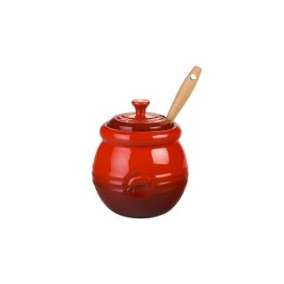 【Le Creuset】盒損福利品_瓷器BBQ烤肉醬盅附刷子(櫻桃紅)