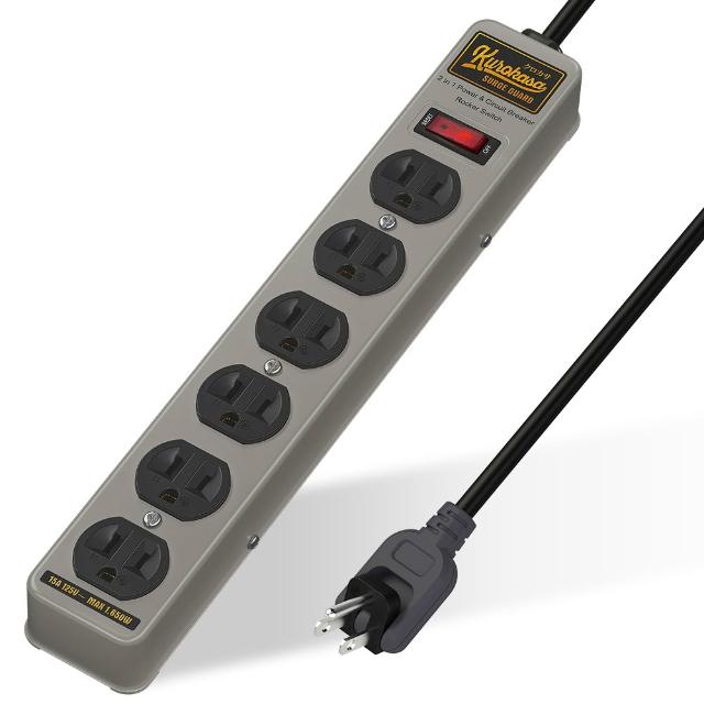 【iPlus+ 保護傘】1開6插3P黑傘鐵殼延長線1.2m-2入組(KU-5162J.防火防突波.旋轉插頭.插座.電源線)