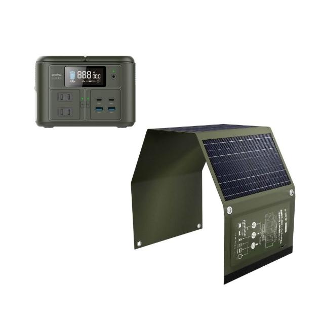 【emirai】NEX430儲能小瓦力PRO＋40W攜帶式太陽能板組合(戶外防災露營小電站/安全耐用磷酸鐵鋰)