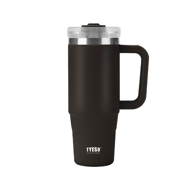 【TYESO】900ml 304不銹鋼手把冰霸杯(自帶手把 附吸管 雙層真空 保溫保冷)