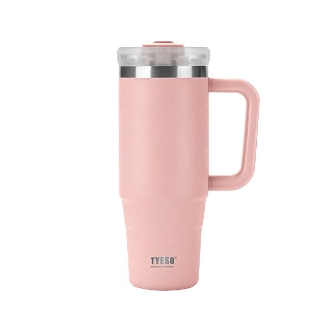 【TYESO】900ml 304不銹鋼手把冰霸杯(自帶手把 附吸管 雙層真空 保溫保冷)
