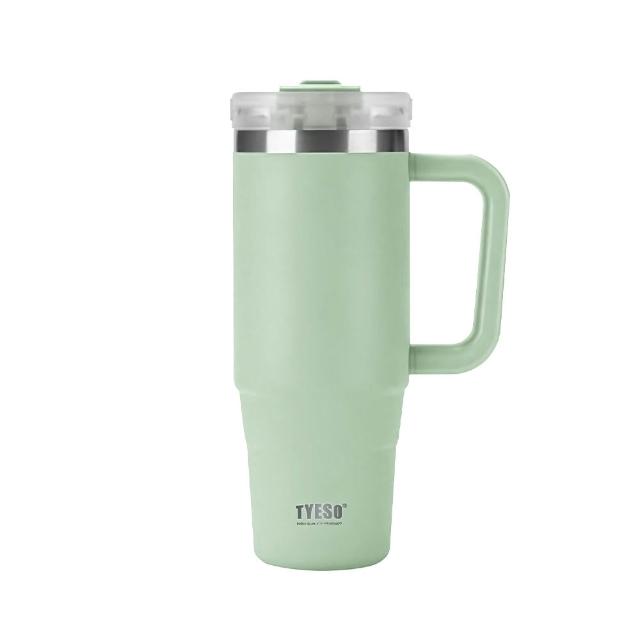 【TYESO】900ml 304不銹鋼手把冰霸杯(自帶手把 附吸管 雙層真空 保溫保冷)