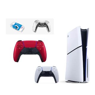 【SONY 索尼】PS5 SLIM 2118光碟版+《原廠手把套組 火山紅》(CFI-2118A01)