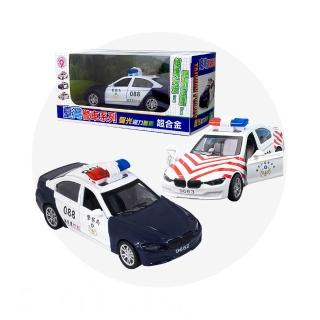 【888ezgo】1:32 聲光迴力台灣警車系列（合金盒裝版）（授權）（ST9662-3A）