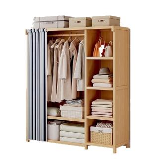 【Quality 聚家】掛衣架臥室衣帽架兒童衣櫃衣服收納架防塵衣櫃(現代風格衣櫃/實木掛衣架/帶儲物格衣櫃)