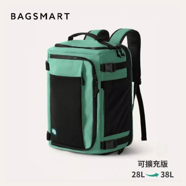 【BAGSMART】雙11 38L旅人擴充後背包(防盜 登機 登山包 大容量 防潑水)