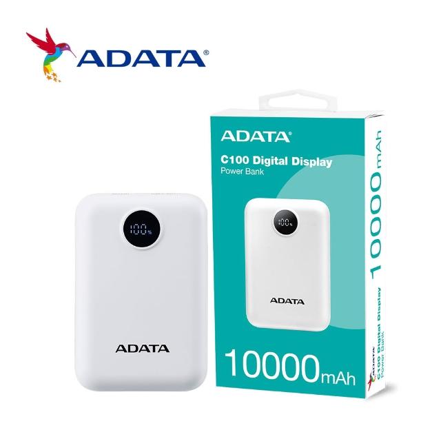 【ADATA 威剛】C100 Digital Display 10000mAh 20W PD/QC 快充行動電源(螢幕電量顯示/37Wh標示)