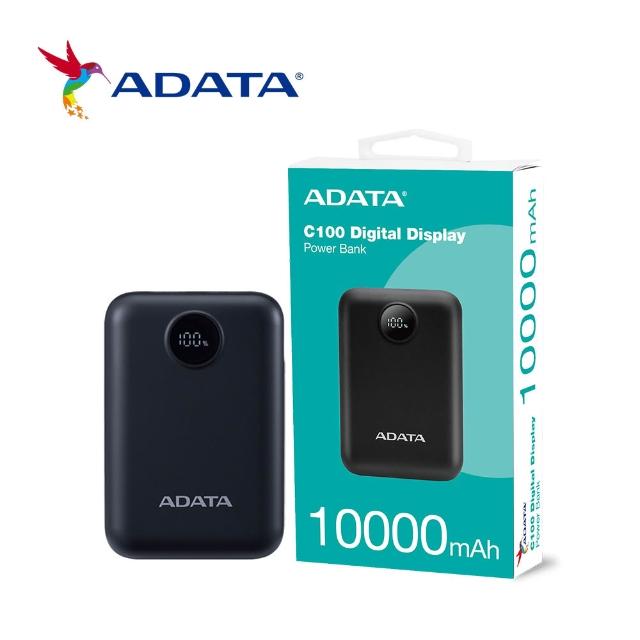 【ADATA 威剛】C100 Digital Display 10000mAh 20W PD/QC 快充行動電源(螢幕電量顯示/37Wh標示)