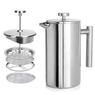 【NTR造物家】304不鏽鋼三層法壓壼 1000ML 法式濾壓壺 法壓壺 手沖咖啡壺(牛奶奶泡器 咖啡壺 沖茶器)