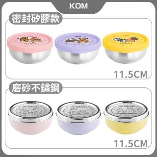 【KOM】達克比矽膠密封/磨砂不鏽鋼兒童隔熱碗11.5cm-1入(雙層碗 附彩色304圓匙)