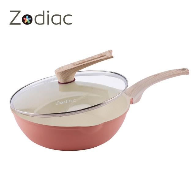 【Zodiac 諾帝亞】新升級IH不沾深炒鍋附蓋30cm_買1送1(兩色任選/不挑爐具/超值同色組合)