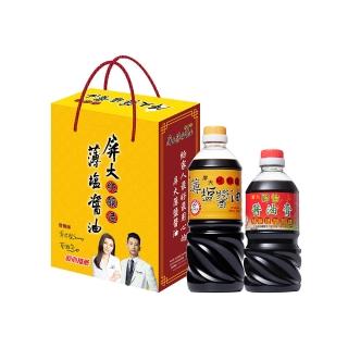 【屏大】薄鹽醬油710ml雙入禮盒組-醬油710ml+醬油膏560ml