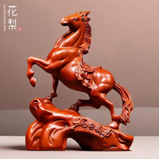 DYT】黑檀木雕馬擺件高20cm(實木擺件/馬到成功/新中式擺飾/客廳書房