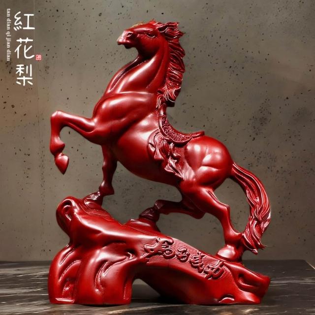 DYT】黑檀木雕馬擺件高20cm(實木擺件/馬到成功/新中式擺飾/客廳書房