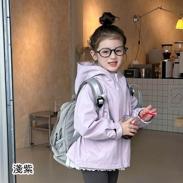 【橘魔法】山系純色風衣外套 大童 衝鋒衣 風衣 防潑水 防風 長袖 連帽外套 親子款 女童 男童 兒童 童裝