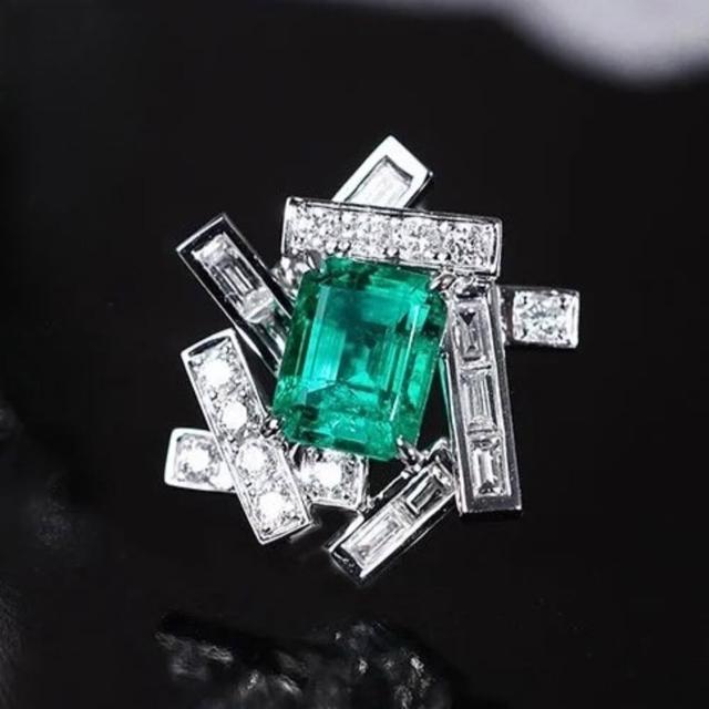 【海斯珠寶】Puzzle系列 18K金 天然鑽石 哥倫比亞木佐祖母綠 吊墜 幾何拼圖設計 珠寶級鑲嵌工藝