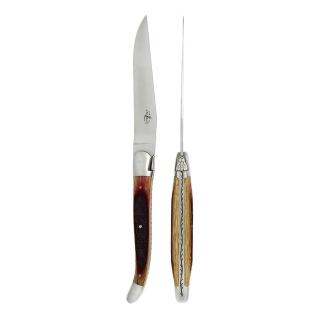 【Forge de Laguiole】頂級手工橡木牛排雙刀禮盒組-霧面