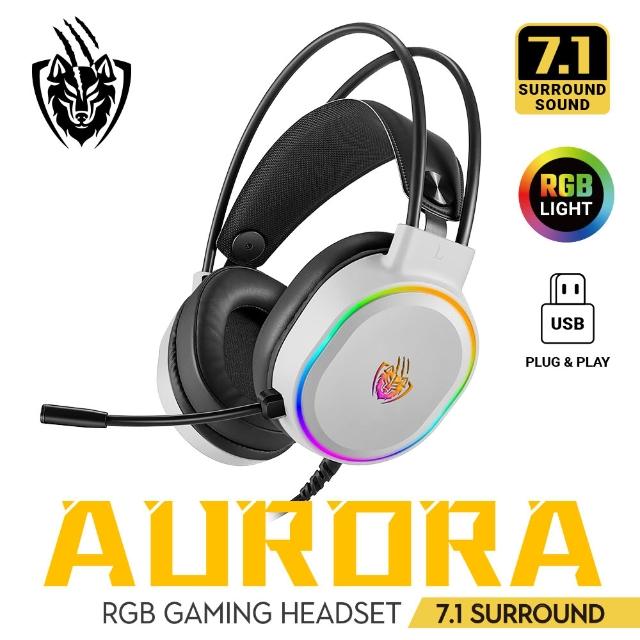 【e-Power】AURORA 7.1聲道 RGB 電競耳機麥克風 魔幻黑/幻雪白 耳機 麥克風(耳麥 RGB 環繞音效)