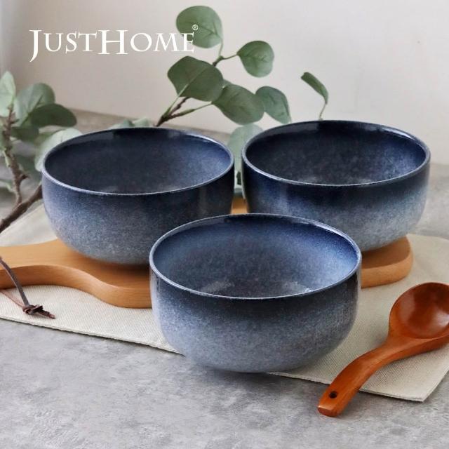 【Just Home】日式漸層陶瓷麵碗1100ml三件組-4色可選(可微波 碗 麵碗 拉麵碗 碗公 泡麵碗)