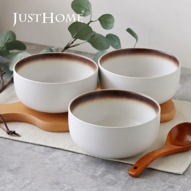 【Just Home】日式漸層陶瓷麵碗1100ml三件組-4色可選(可微波 碗 麵碗 拉麵碗 碗公 泡麵碗)