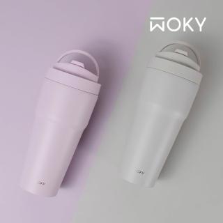 【WOKY 沃廚】渾圓杯 不銹鋼款770ml-附矽膠粗吸管(隨行杯/吸管杯/飲料杯/保溫杯/保溫瓶)