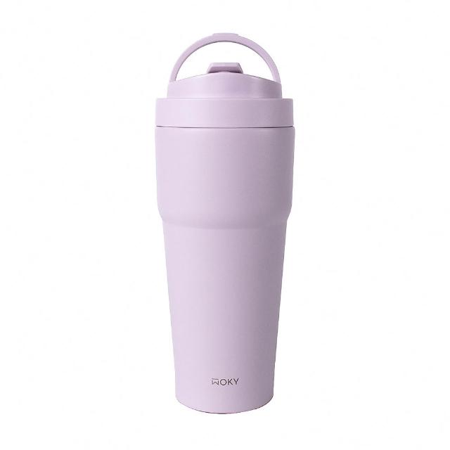 【WOKY 沃廚】2入_渾圓杯 不銹鋼款770ml-附矽膠粗吸管(隨行杯/吸管杯/飲料杯/保溫杯/保溫瓶)
