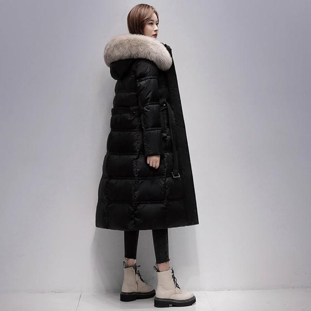 【巴黎精品】現貨出清 真羽絨衣90%白鴨絨真狐狸毛領羽絨外套(連帽寬鬆中長版女夾克3款多色a1do6)