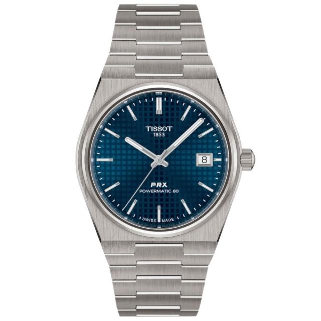 【TISSOT 天梭】PRX 1970年代復刻 鈦金屬 機械腕錶 父親節 禮物 推薦 (T1378074406100/T1378074404100)