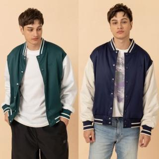 【NEW BALANCE】NB 緞面棒球外套_男性_深藍/綠色_MJ6102R7AAV_MJ6102R7TNV(美版 版型偏大)