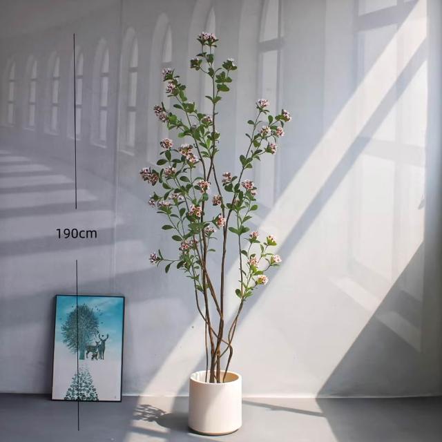 【諾必行】仿真綠植 190cm海島春花 小清新盆栽裝飾 落地擺飾 假植物樹 假花盆栽